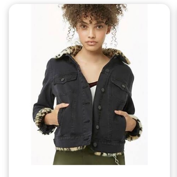 Forever 21 Jackets & Blazers - Leopard Interior Jean Jacket